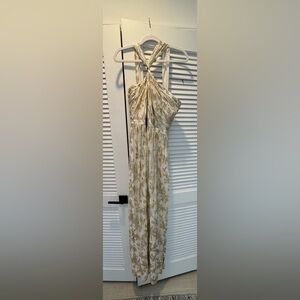 Elegant Gold and Cream Floral Maxi Dress by Rachel Zoe - Brand New, Never Worn